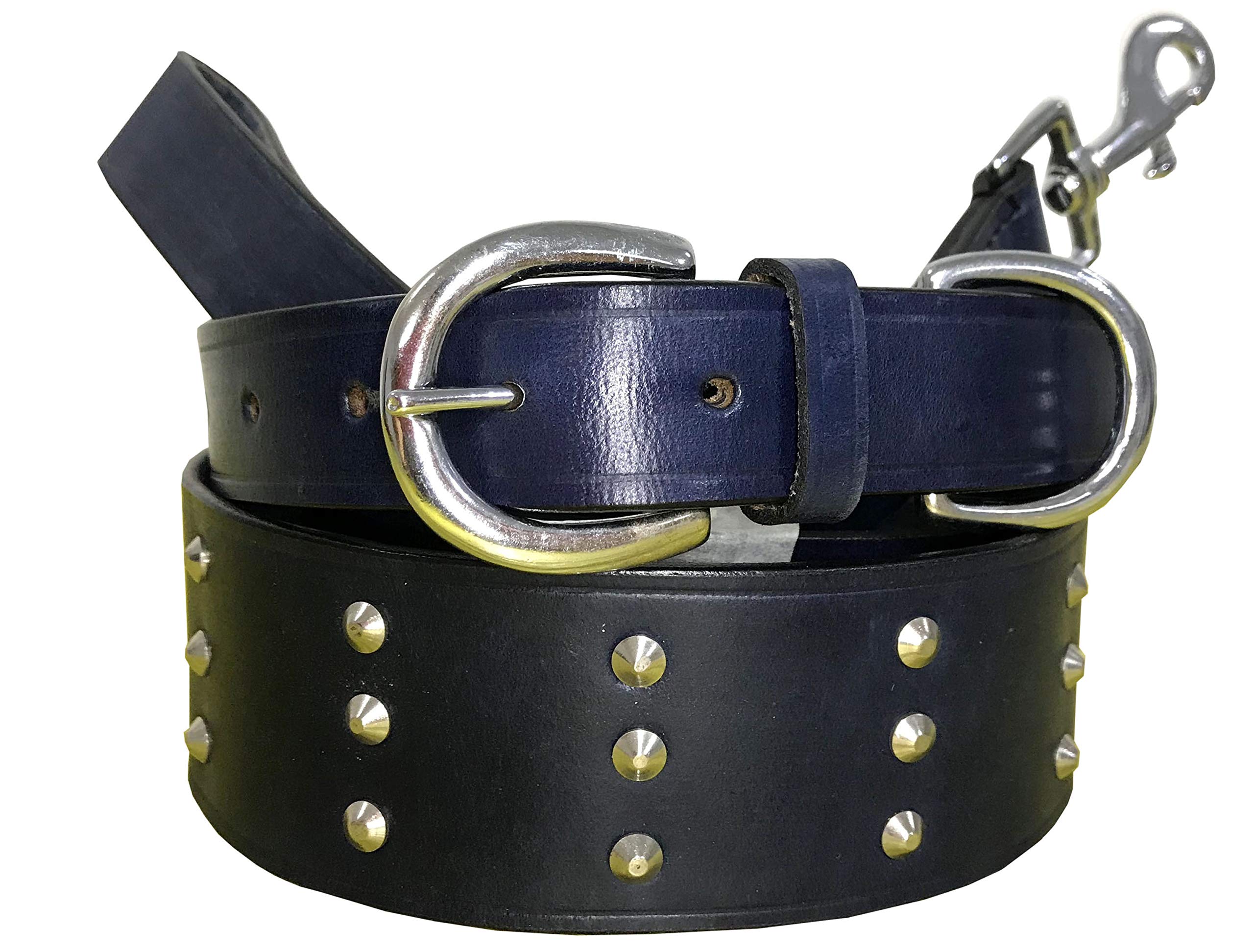 BRADLEY CROMPTON Genuine Leather Matching Pair Dog Collar and Lead Set M