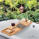 Temple Spring Bath Tray Bamboo Extendable Bathtub Caddy with Back Rest view 6