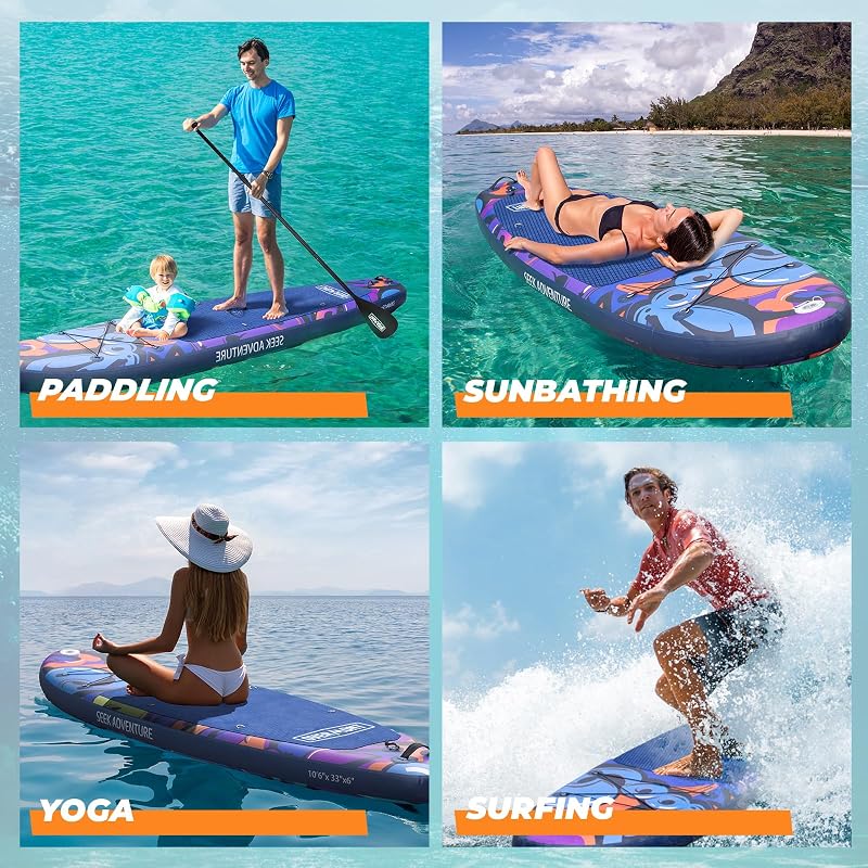 Tabla Paddle Surf Hinchable para Adultos 323×84×15 cm, Stand Up Paddle Board con Kit Completo, Remo Ajustable, Bomba, Mochila, Leash y 3 Quillas-Grafiti
