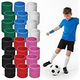 48 Pcs Colorful Sports Wristbands, Neon Wristband for Sport Wristband Cotton Colorful Sports Wrist Sweat Bands Tennis Wristbands for School Students Sport Basketball Party Favors