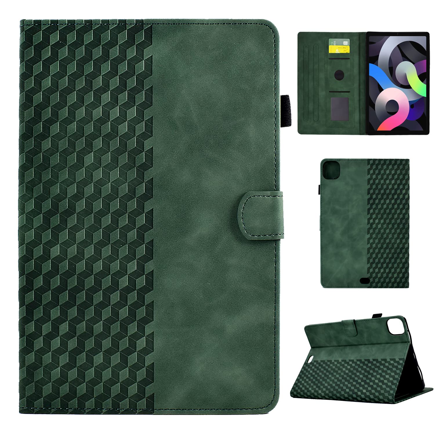 CASAFUNY iPad Air 11 Inch M2 Case, PU Leather Tablet Protective Cover with Auto Sleep/Wake for iPad Air 6/5/4 Gen, Green