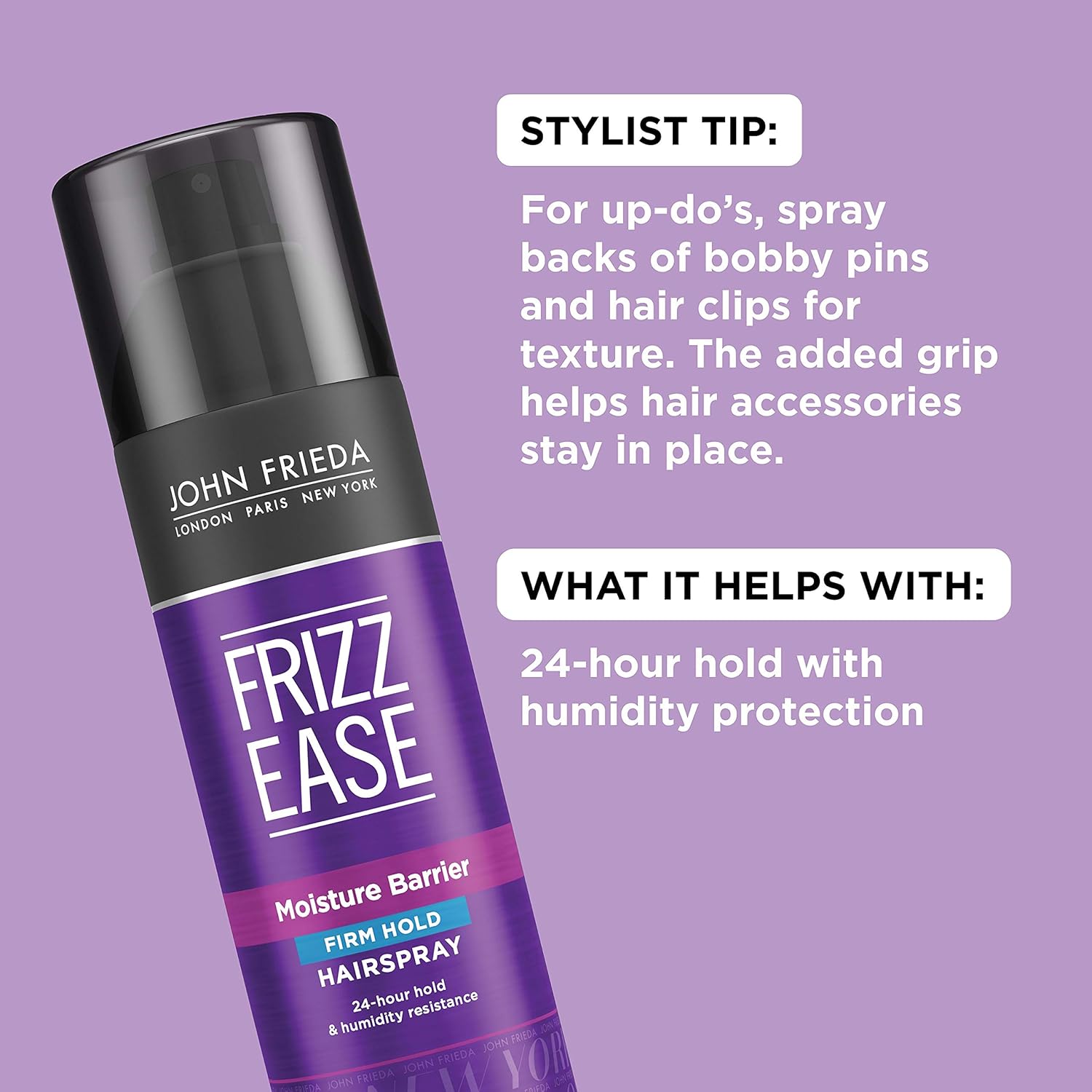 John Frieda Frizz Ease Firm Hold Hairspray, 12 Ounce Humidity Resistant Spray, for 24-hour Hold, featuring our unique Moisture Barrier : Hair Sprays : Beauty