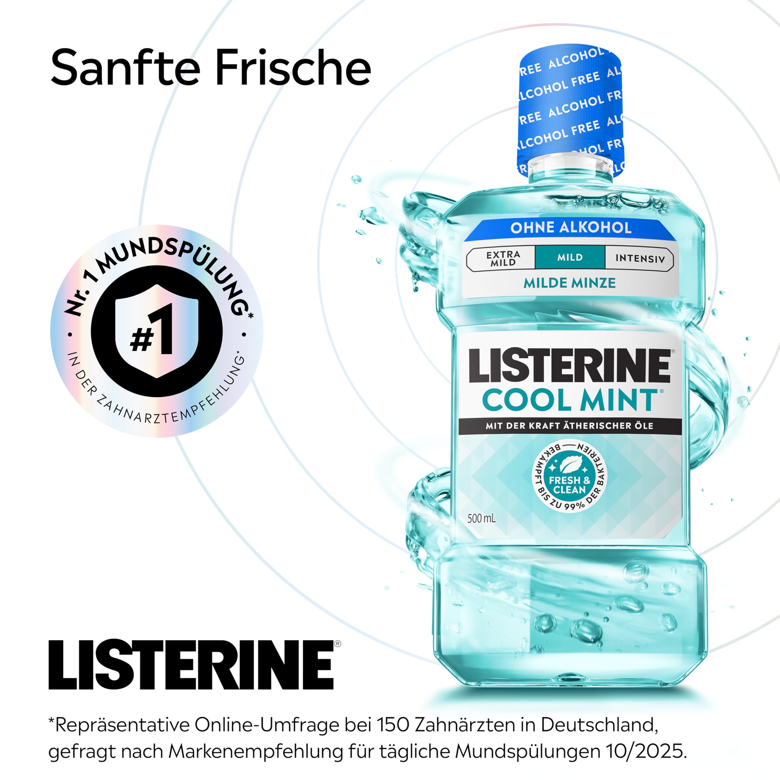 Listerine Cool Mint Mild Mundspülung Alkoholfrei, 500 ml 4