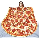 QiyI Pizza Blanket for Adults Kids, 2.0 Double Sided Giant Food Throw Blanket, Funny Pizza Gifts, Thanksgiving Christmas Novelty Round Taco Blankets, Warm Soft Tortilla Blanket 60" in Diameter, Red