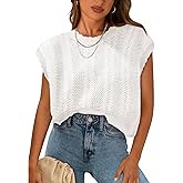 KIRUNDO Sweater Vest Women Crochet Top Cap Short Sleeve Sweater 2026 Spring Summer Knit Shirt Pullover Beach Vacation Outfits
