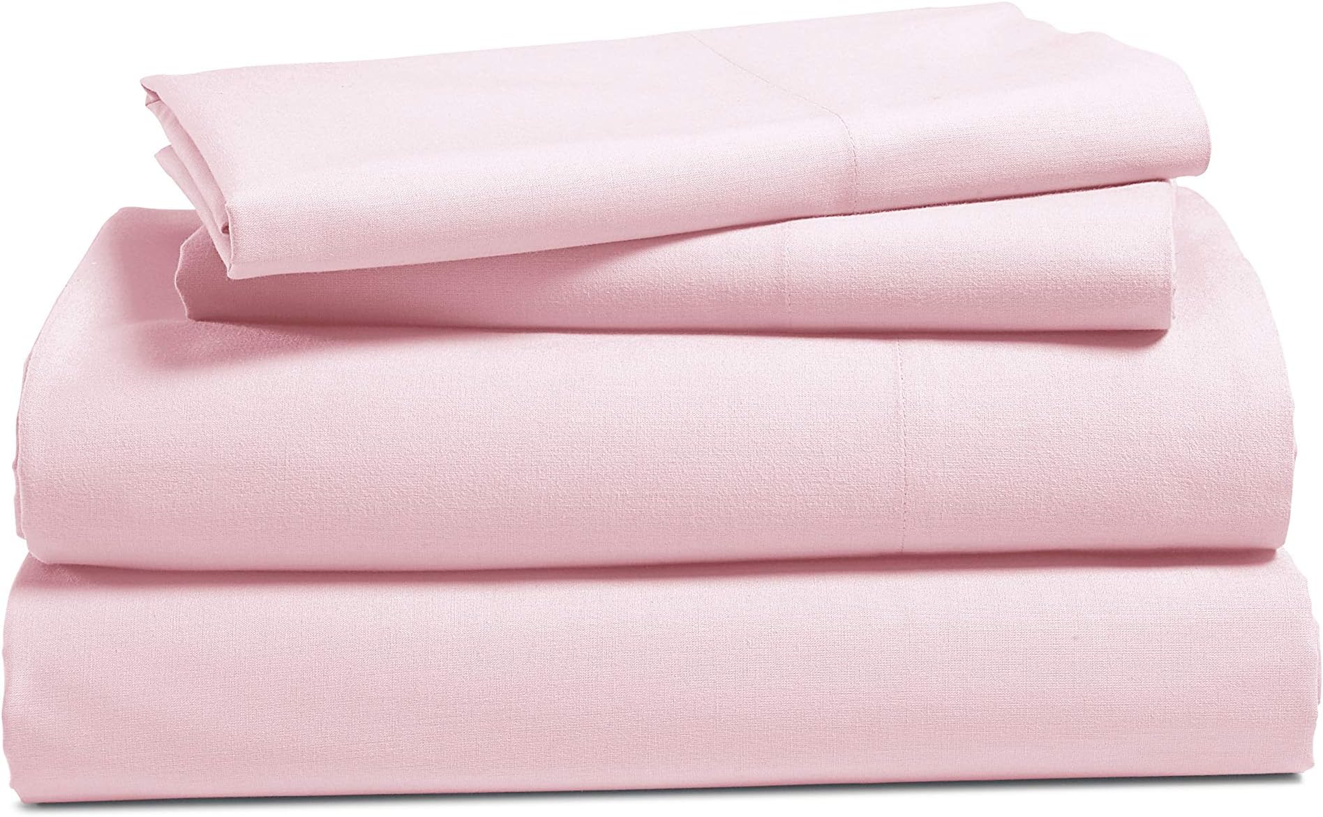 100% Cotton Bed Sheets Set: Breathable Bedding Sets with Flat Sheet, Deep Pocket Fitted Sheet and 2 Pillowcases - Soft and Comfortable Sheets Made with Pure Brushed Cotton - King, Rose Water