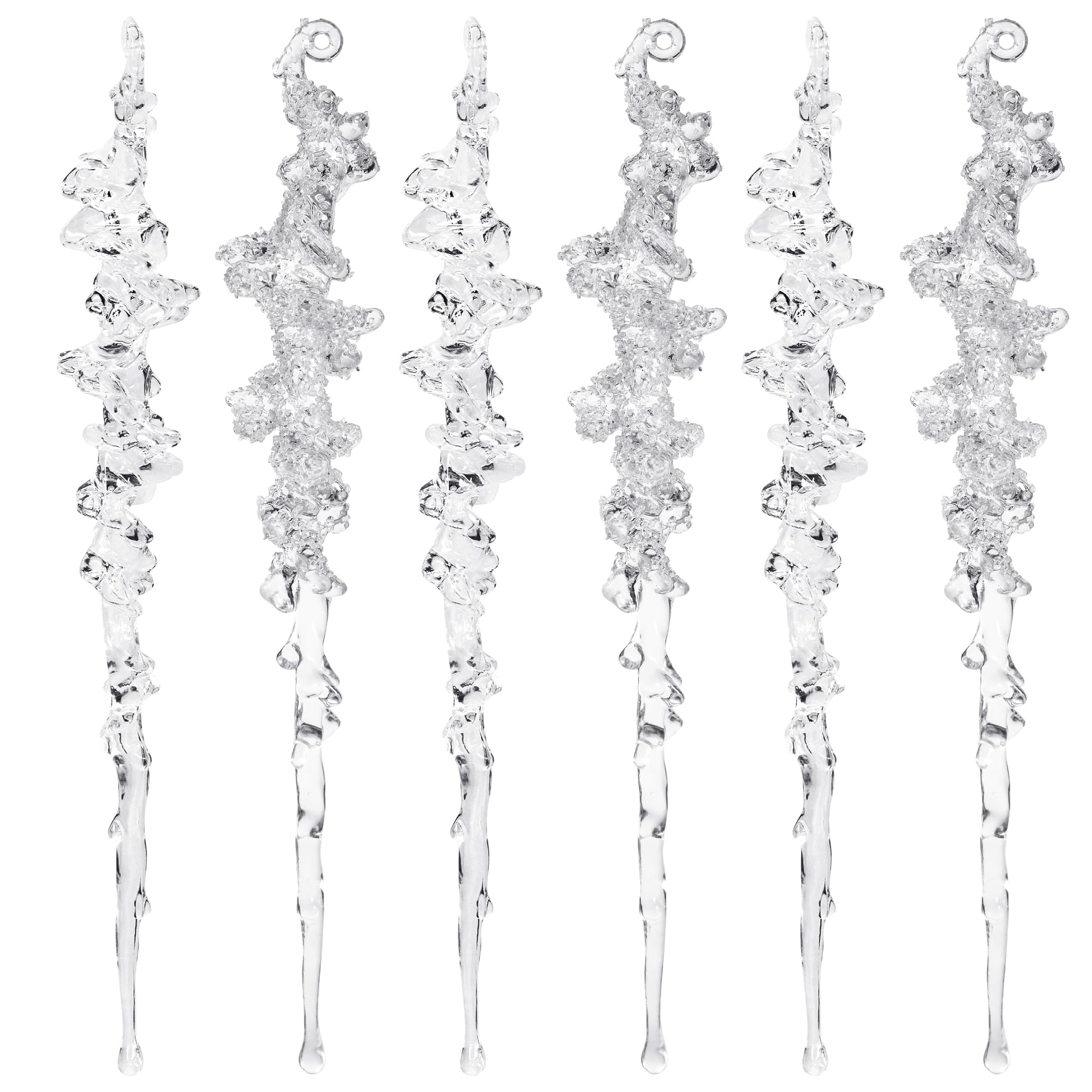 KI Store 6pcs Large Clear Icicle Ornaments 25cm Acrylic Christmas Decorative Hanging Ornaments for Xmas Tree Decor