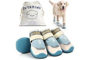 PETANIMS Petanim Dog Winter Boots for Large Dogs, Waterproof Dog Shoes for Medium Dogs, Dog Boots & Paw Protectors, Dog Snow Boots for Winter Outdoor Walking, Dog Booties for Winter Hardwood Floors 4PCS