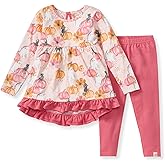 Burt's Bees Baby Baby Girls Long Sleeve Top and Pant Set, 100% Organic Cotton Outfit