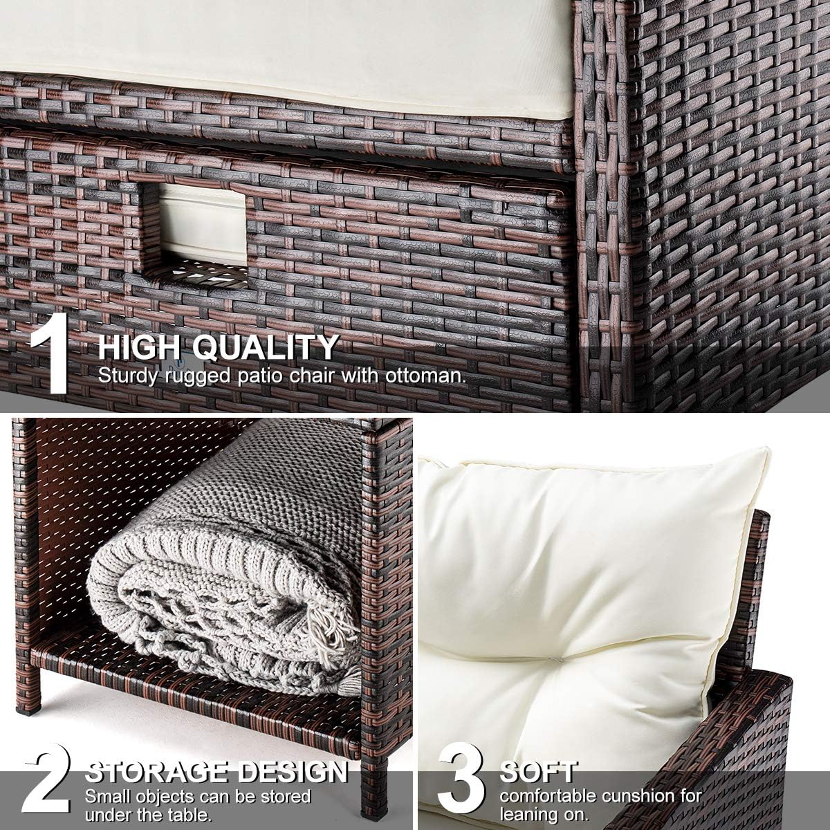 PAMAPIC 5 Pieces Wicker Patio Furniture Set Outdoor Patio Chairs with Ottomans: Garden & Outdoor