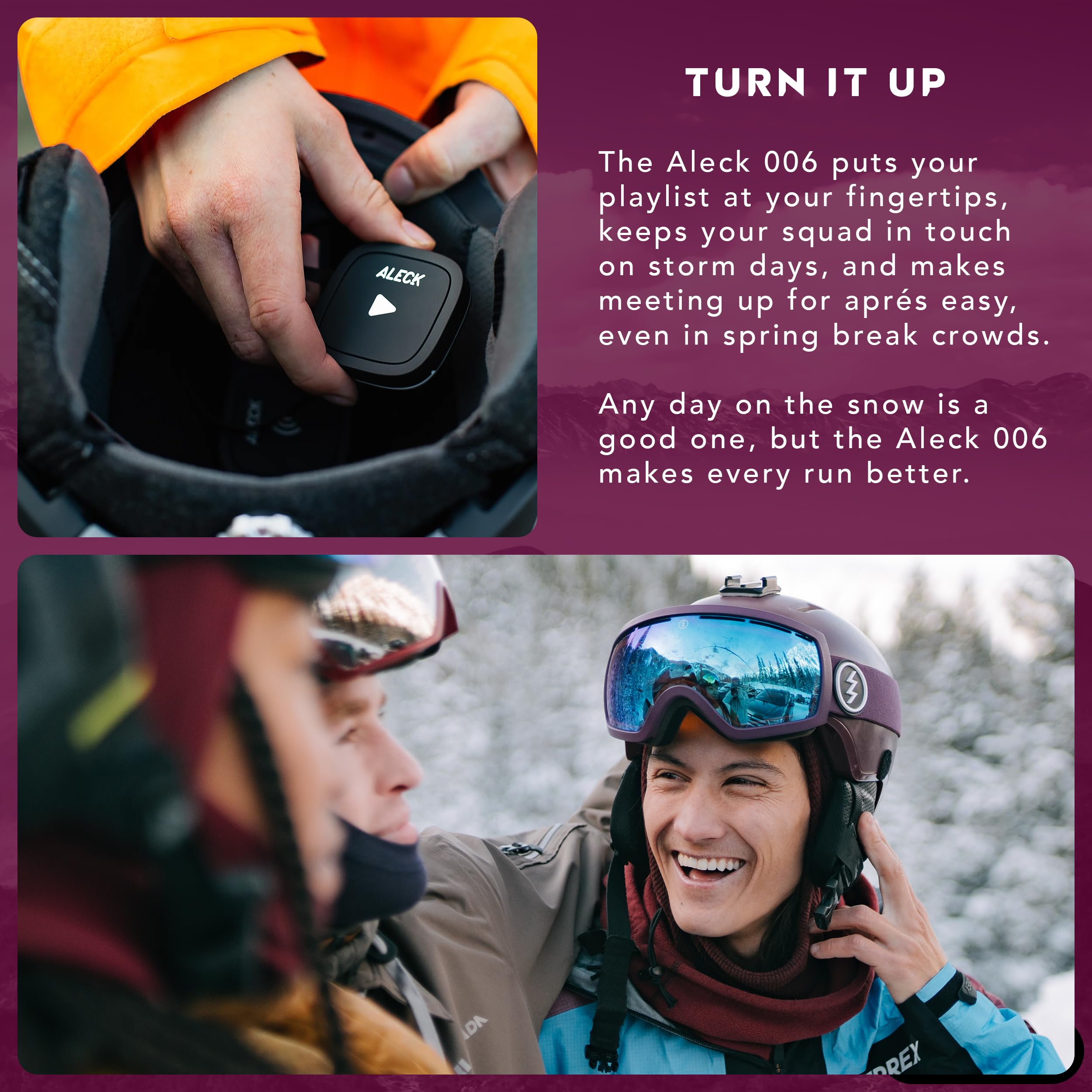 ALECK 006 Universal Wireless Bluetooth Helmet Speakers Headphones for Ski and Snowboard Audio-Ready Helmets, Glove Friendly Controls, Microphone Headset for Hands-Free Calls