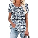 BETTE BOUTIK Women's Summer Tunic Tops Flowy Flare Botton Down Shirts Blouses S-3XL