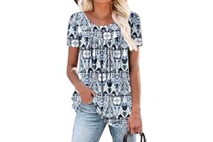 BETTE BOUTIK Women's Summer Tunic Tops Flowy Flare Botton Down Shirts Blouses S-3XL
