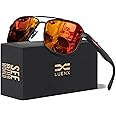 LUENX Aviator Sunglasses for Men Square Polarized Polygon Lens - UV 400 Protection with Accessories 61MM Driving Outdoor