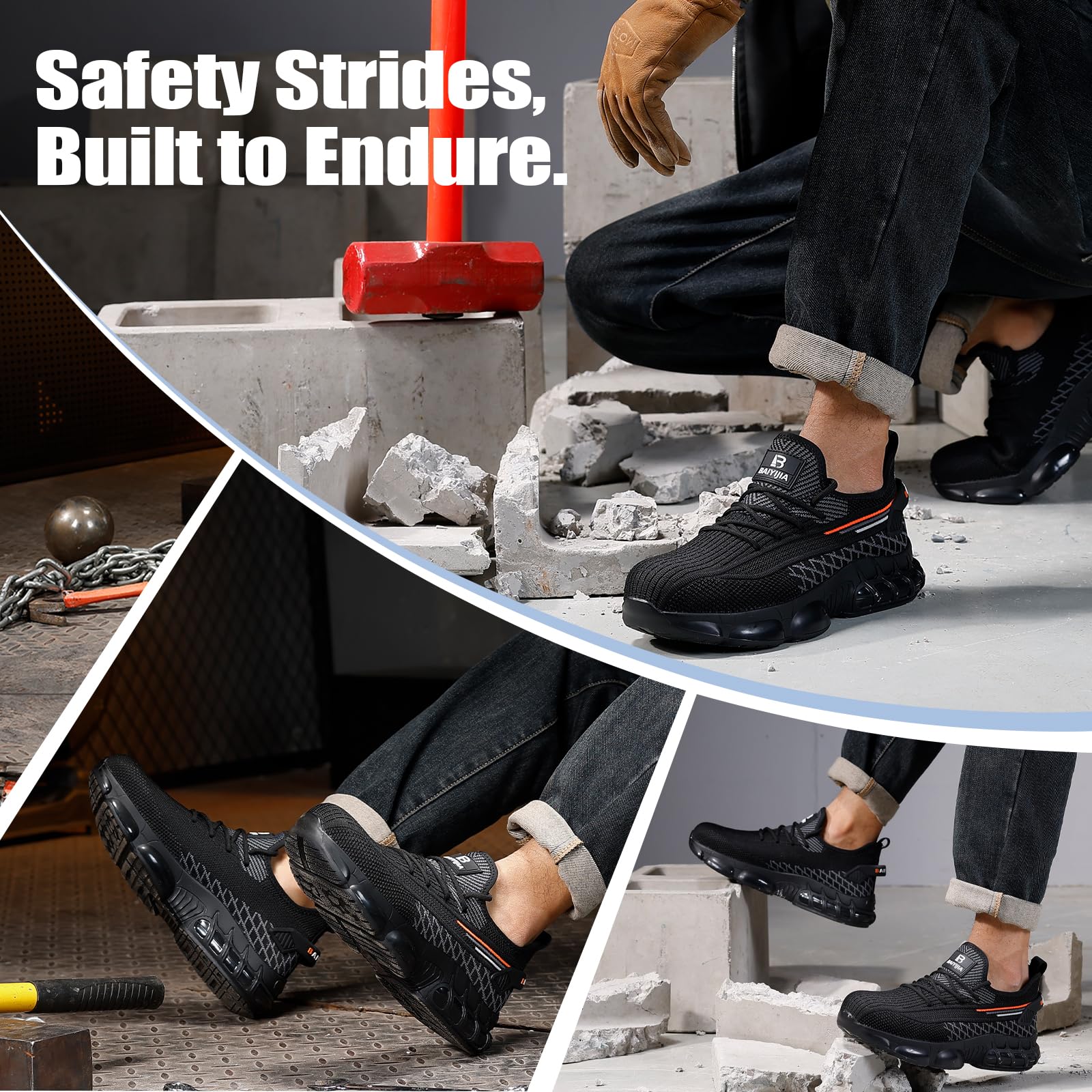 Steel Toe Shoes for Men Lightweight Work Shoes Construction Industrial Work Tennis Shoes Safety Shoes Comfortable Steel Toe Sneakers for Men Women