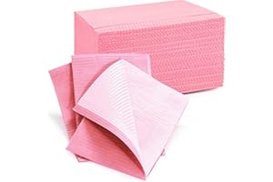 TOEDO Disposable Nail Art Table Towels 13"x18" - 3 Ply Waterproof Dental Bibs for Patients - Dentist or Medical Tray Cover and Nail Table Cover Supplies, Pink
