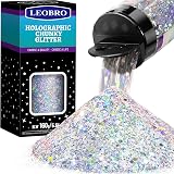LEOBRO Silver Chunky Glitter 160G Resin Cosmetic Flakes Sequins
