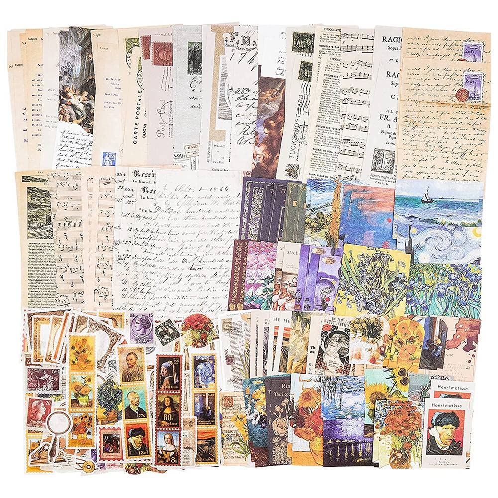 Lrtzizy Vintage Scrapbook Supplies Pack (200 Pcs) for Art Journaling Junk Journal Planners DIY Paper Stickers (C)