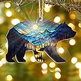 ARVEXO Christmas Bear Gifts for Women Men - Suncatcher Ornaments 2025 - Mountain Bear Ornaments for Christmas Tree, Hiking Camping Animal Lover Gifts for Women Men Nature Lovers, Animal Lovers Gift