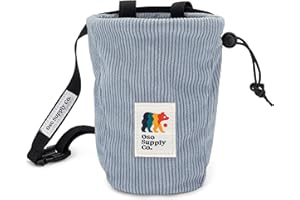Oso Supply Co - Vintage Corduroy Chalk Bag for Rock Climbing, Bouldering Chalk Bucket with Belt and Zippered Pocket - Perfect Rock Climbing Gear, Equipment for Indoor Gym and Outdoors