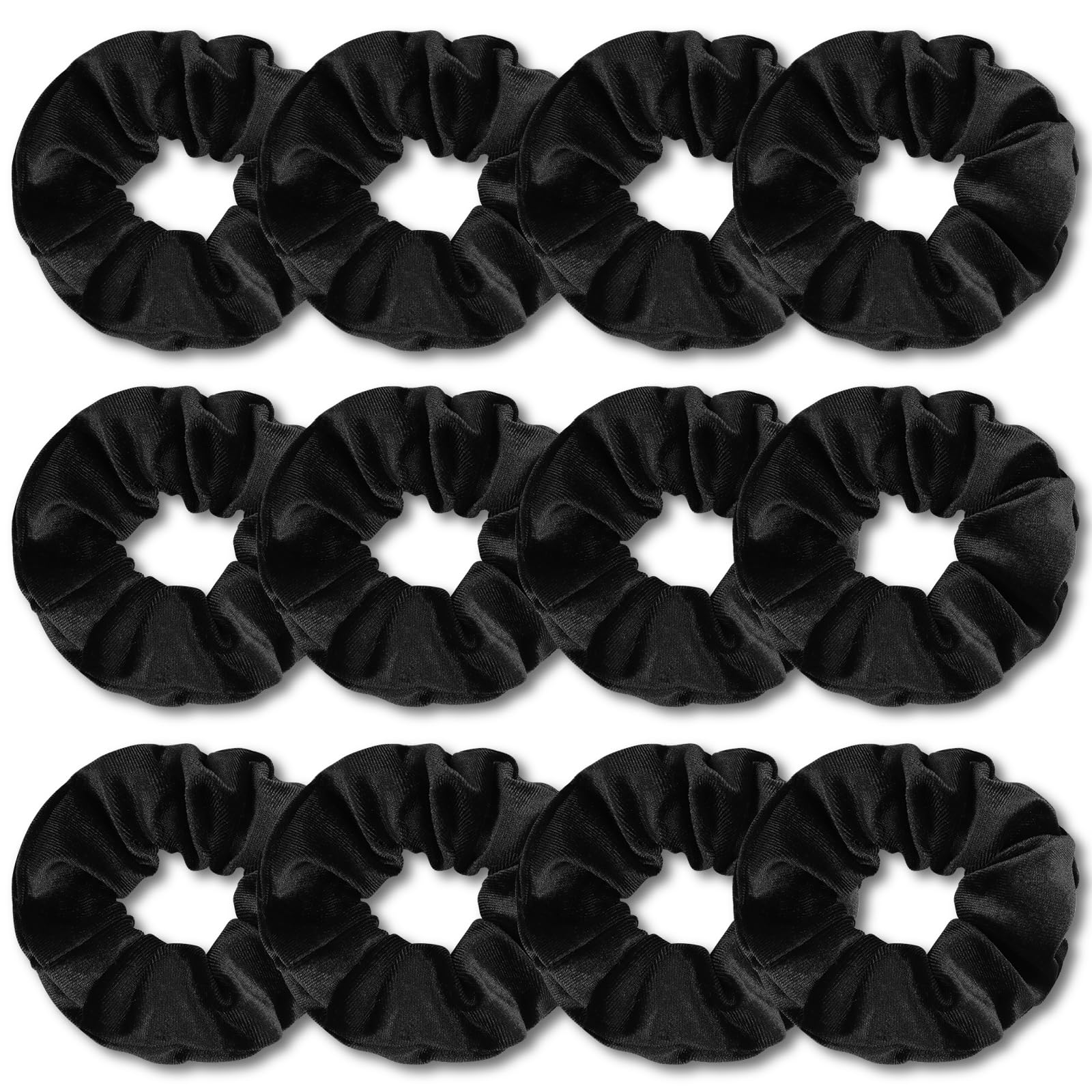 Kavya Scrunchies for Girls, Velvet Scrunchy Black Hair Bands Soft Premium Hair Bobbles for Women Elastic Ponytail Holders Hair Accessories for Girls Women 12 Pack — image 1