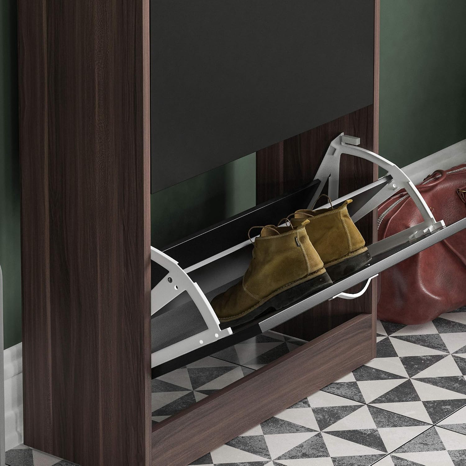 Vida Designs Shoe Cabinet, Wooden Shoe Storage Unit with 3 Pull-Down Drawers - Image 5