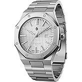 SAPPHERO Men's Watch Octagonal Stainless Steel Luminous Wristwatch Luxury Analog Quartz Watch for Men with Date Elegant Mens