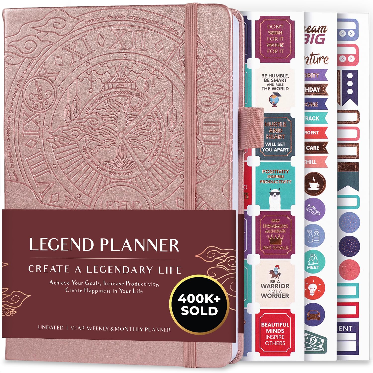 Legend Planner – Weekly & Monthly Life Planner to Hit Your Goals & Live Happier. Organizer Notebook & Productivity Journal. A5 (Rose Gold)