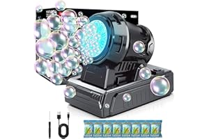 Reenovan Bubble Machine – 10-Hole Automatic Bubble Blower, 20000+ Bubbles Per Minute, Plug-in or Battery Operated, Portable f