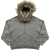 OANTGM Crop Winter Coats Teen Y2k Zip Up Hoodie Fur Jackets 2000s Streetwear Emo Grunge Streetwear