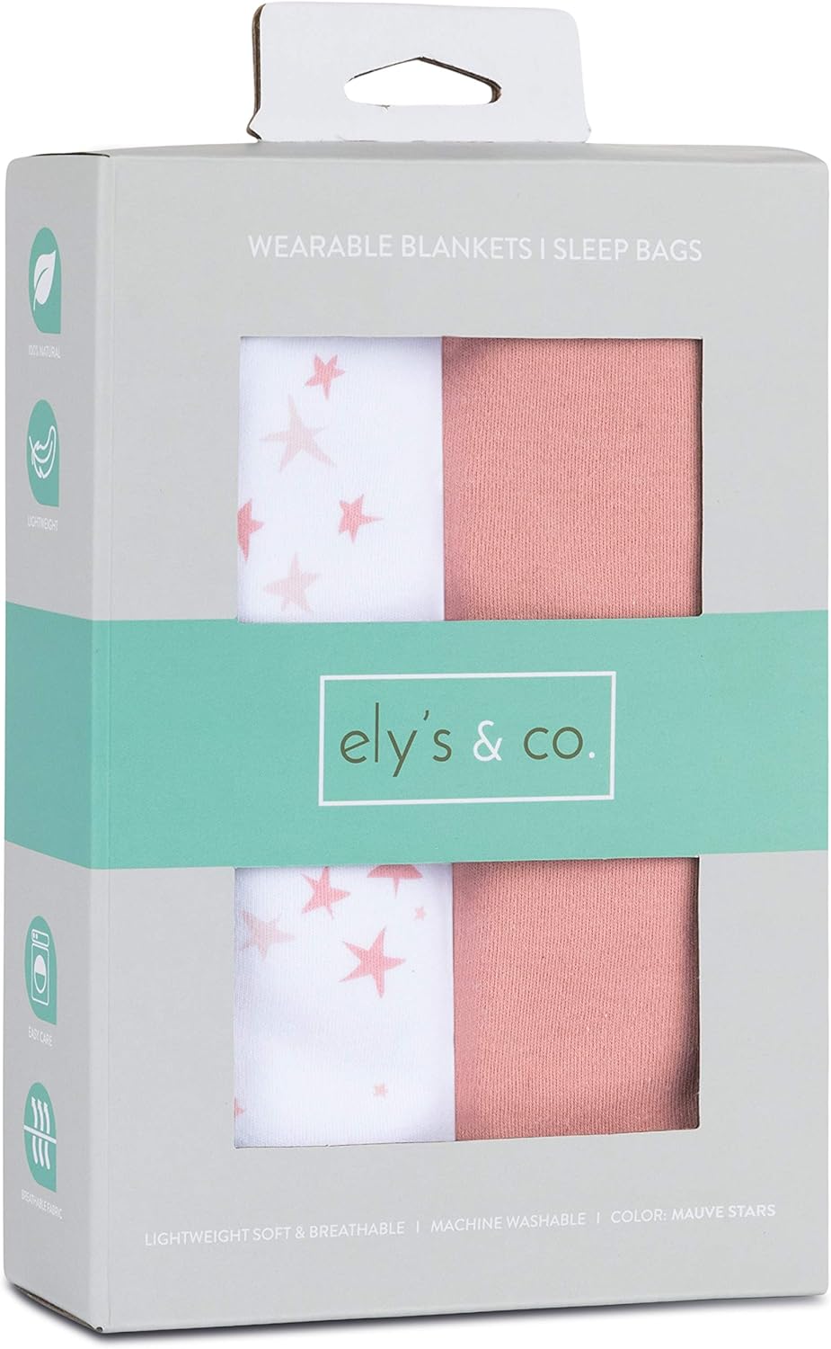 Ely's & Co. Baby Wearable Blanket│Sleep Bag 2-Pack Set - 100% Interlock Knit Cotton for Baby Girl from 6-12 Months (Dusty Rose Stars & Solid Dusty Rose): Home & Kitchen