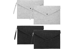 Didiseaon 4 Pcs A4 Felt File Folder Set Portable Document Holder Briefcase Bag with Loop Snap Closure