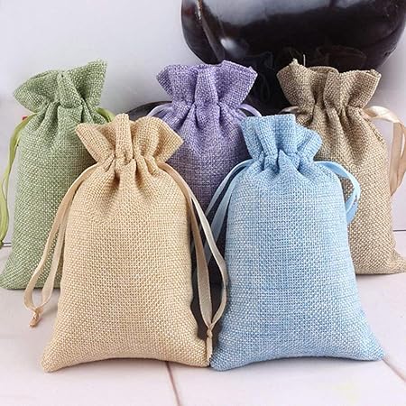 15 Pieza yute bolsitas, yute Bolsa, saco de yute, natural bolsitas, bolsita de regalos, perfecto para de lavanda: Amazon.es: Hogar