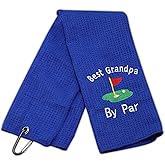 Dad Golf Towel Embroidered Golf Towel Gift Golf Father Gift Best Papa/Pops/Grampy/Papaw/Opa/Poppy by Par Golf Towel with Clip (Best Grandpa-WH)
