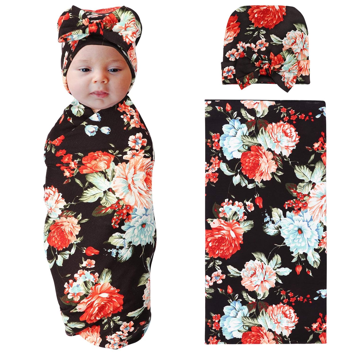 BQUBO Newborn Floral Receiving 1 Pack Blankets Newborn Baby