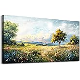 Wapluam Canvas Wall Art For Bedroom Wall Decor For Living Room Modern Office Decorations Pastoral Wall Paintings Scenery Abstract Watercolour Farmhouse Pictures Canvas Artwork Room Home Decor Mural