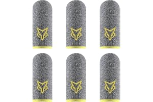 RINSFOX Extended Edition, 6D Gaming Finger Sleeve,Mobile Game Finger Sleeves, Pack of 6, Highly Conductive 100% Silver Thread, Durable 24-Needle Weave (Yellow)