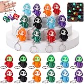 24 Pcs 3D Printed Halloween Keychain Bulk Glow in The Dark Ghost Charm | Cute 3D Printed Skeleton Set, Portable Bag Charms, Decor Ornaments for Backpack, Purse, Holiday Gift Supplies, Party Favor