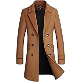 HXW.GJQ Men's Premium Wool Blend Double Breasted Long Pea Coat