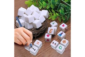 CUNGLIN Blank Dice 16MM Acrylic Dice Write on White Cubes with Smoothed Surface Six-Sided Dice for Classroom Board Games DIY Sticker Counting Teaching Fun Numbers Building Blocks Custom Making (50 PCS)