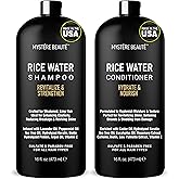 MYSTÉRE BEAUTÉ Rice Water Shampoo and Conditioner Set - Ultra-Nourishing Hair Care Set, Promotes Growth, Revitalizes Shine, and Shields from Damage - Infused with Essential Oils - 16 fl oz Each