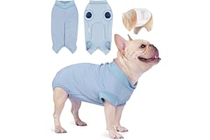 Joyahoo Dog Recovery Suit, Pet Spay Recovery Shirt, Pet Surgery Recovery Suit Female Male Dogs, Puppy Pajamas Cone E-Collar Alternative, Dog Abdominal Wounds Prevent Licking Dog Onesie Blue M