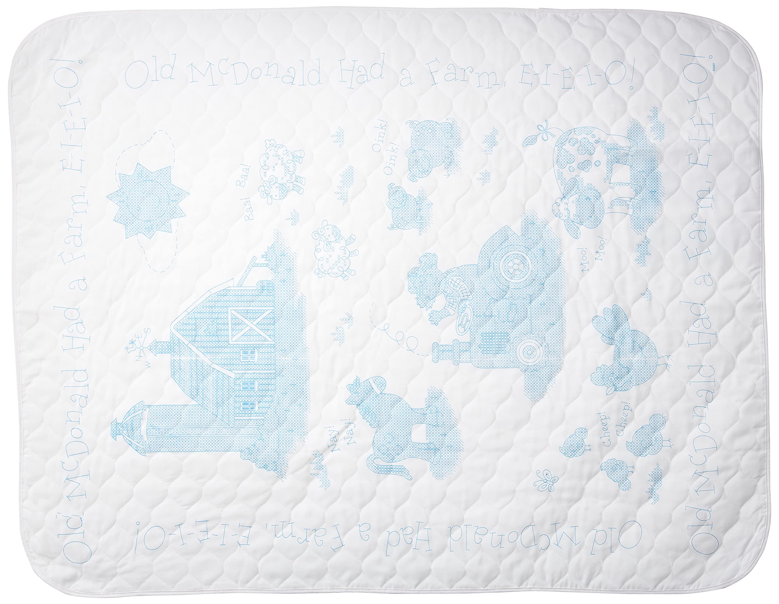 Bucilla Stamped Cross Stitch Crib Cover Kit, 34 by 43-Inch, 45567 On The Farm