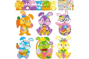 Kepeel 36 Packs Easter Bunny Crafts for Kids, Easter DIY Art Rabbit Craft Kits Make Your Own Bunny Ornament Bulk for Kids Boys Girls Ages 4-8 Classroom Game Activities Party Decorations Favor Gift