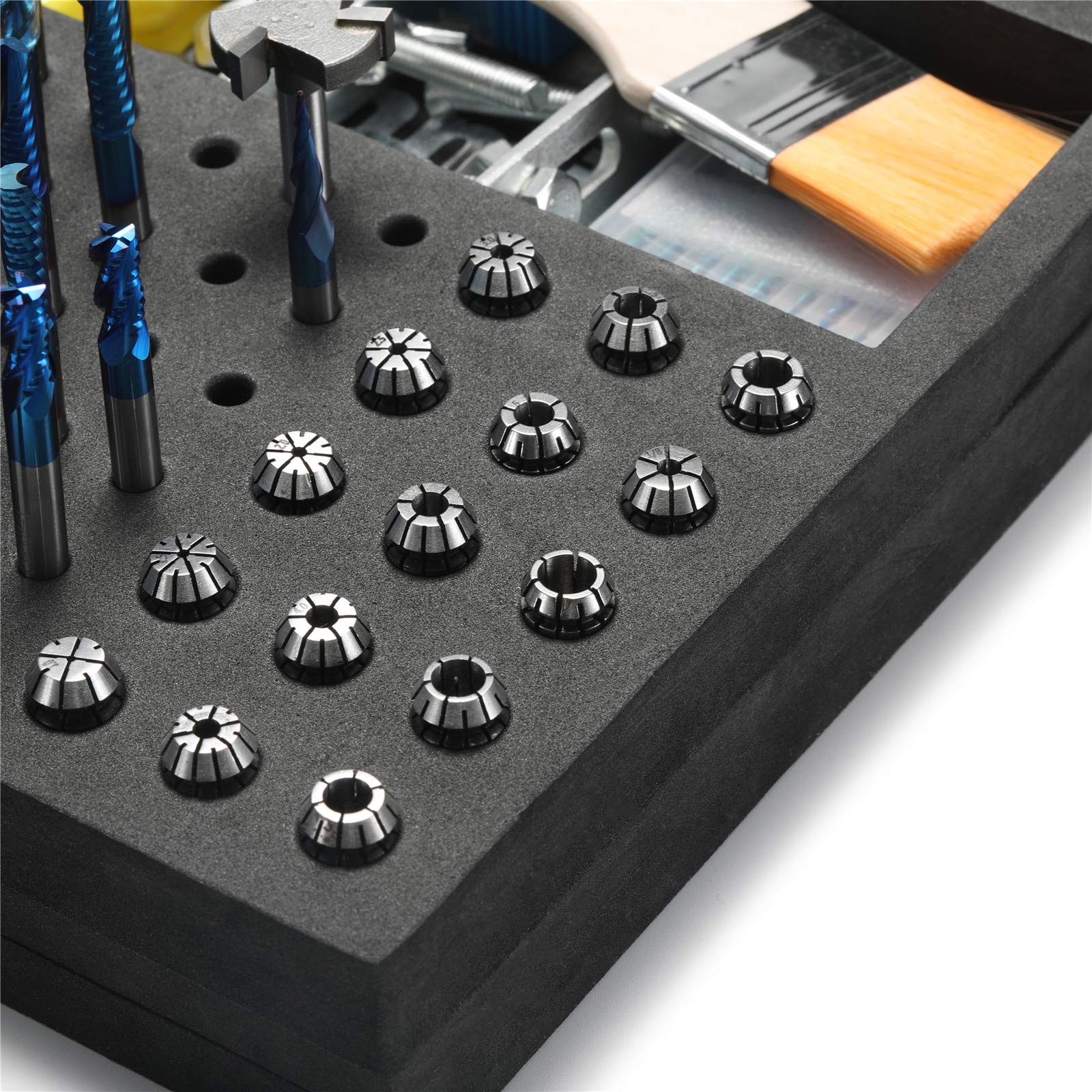 Genmitsu EVA CNC Milling Bit Storage Tray with 85 Holes, 200mm x 200mm x 43mm