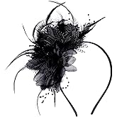 Pistha Womens Fascinators Hats Tea Party Hats Headband for Women Dresses | Fascinator Hats for Women, with Feather Pearl Veil Headband Clip, Wedding Cocktail Tea Party Dresses Accessories