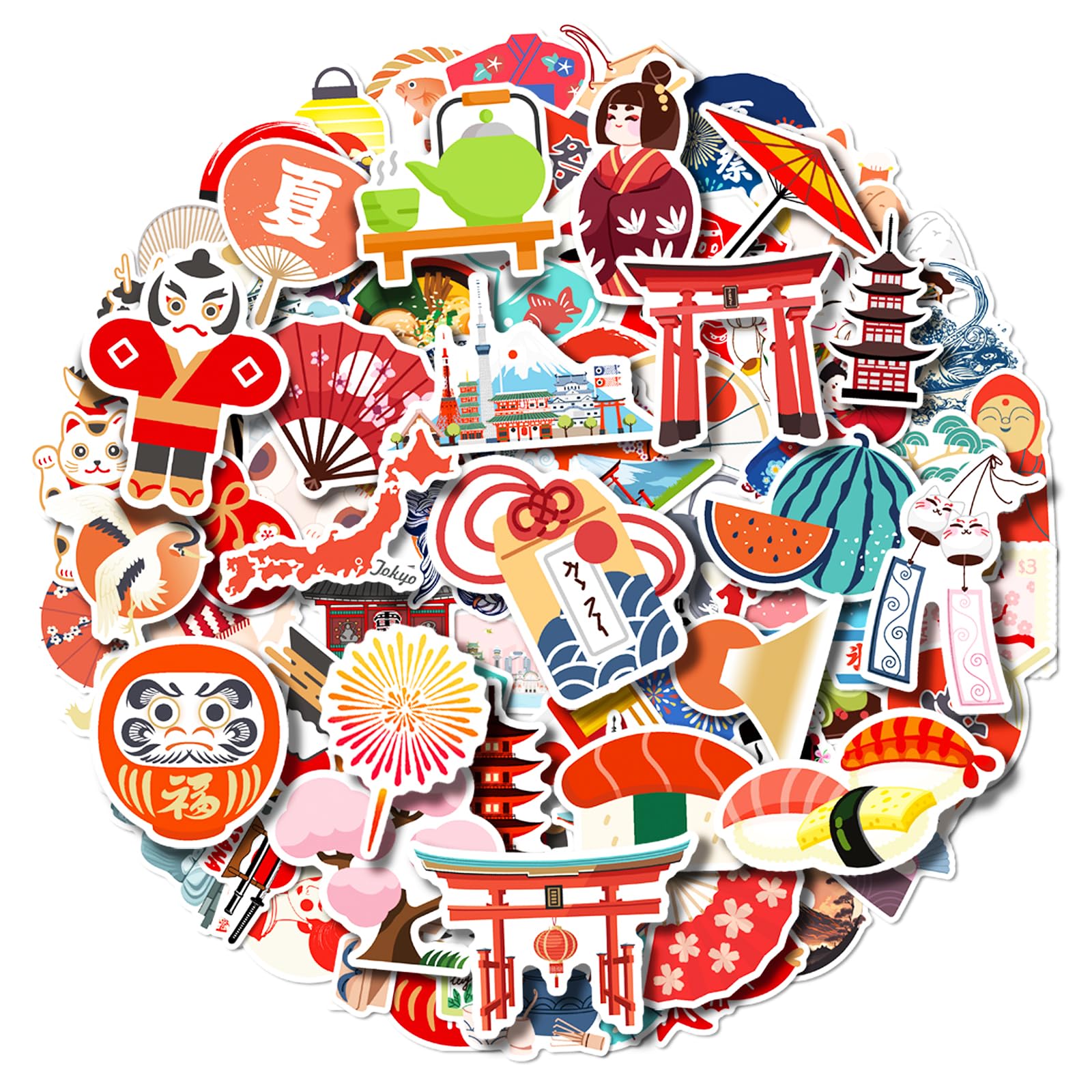Photo 1 of 100 Pack Japan Japanese Stickers, Japan Japanese Party Favors, Birthday Decorations