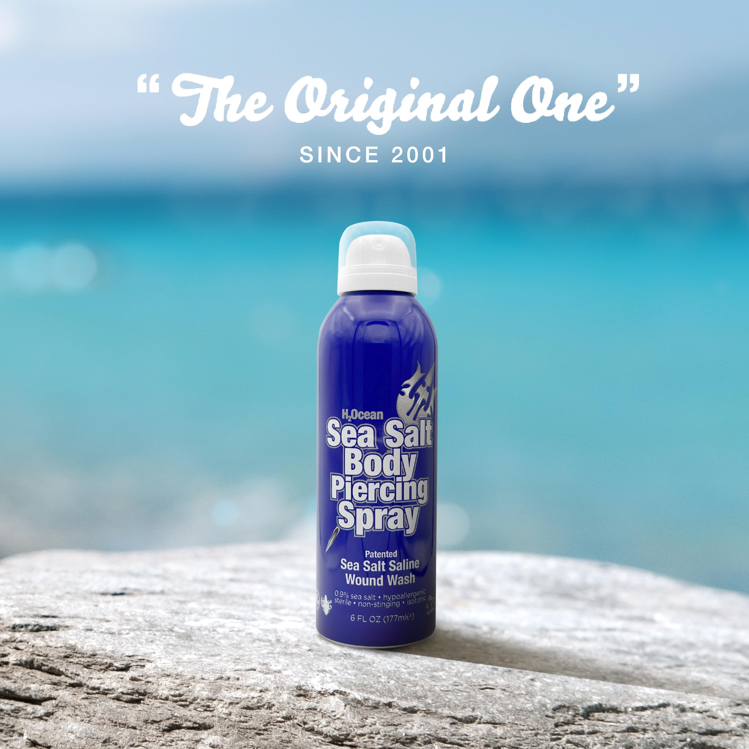 H2Ocean Sea Salt Body Piercing Spray - Saline Piercing Spray for Piercings & Body Modifications - Drug-, Preservative- & GMO-Free Vegan Piercing Aftercare - 6 oz