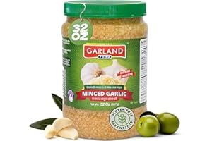 GARLAND FOOD SINCE 1992 Garland Food Minced Garlic in Jar in Olive Oil 32 oz – Made in the USA – Minced Garlic in Olive Oil Ready to Use for Cooking & Marinades
