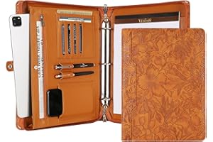 DUKE&COW Vegan Leather Padfolio, Brown Binder with Pattern - 3 Ring Portfolio Organizer, Personalized Resume Folder (Pink)